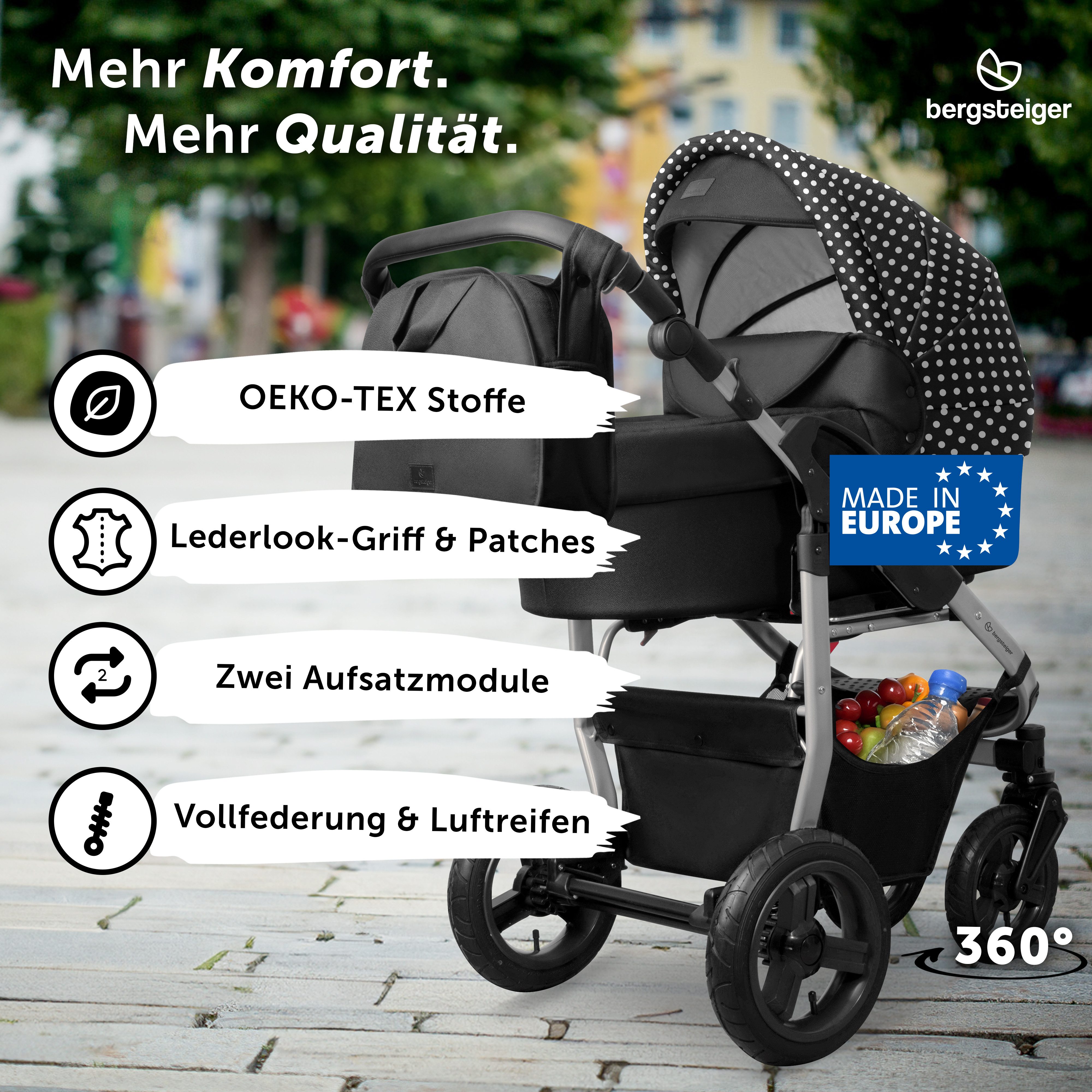 Kombi-Kinderwagen Babywagen Capri 3in1, Kombikinderwagen Komplettset