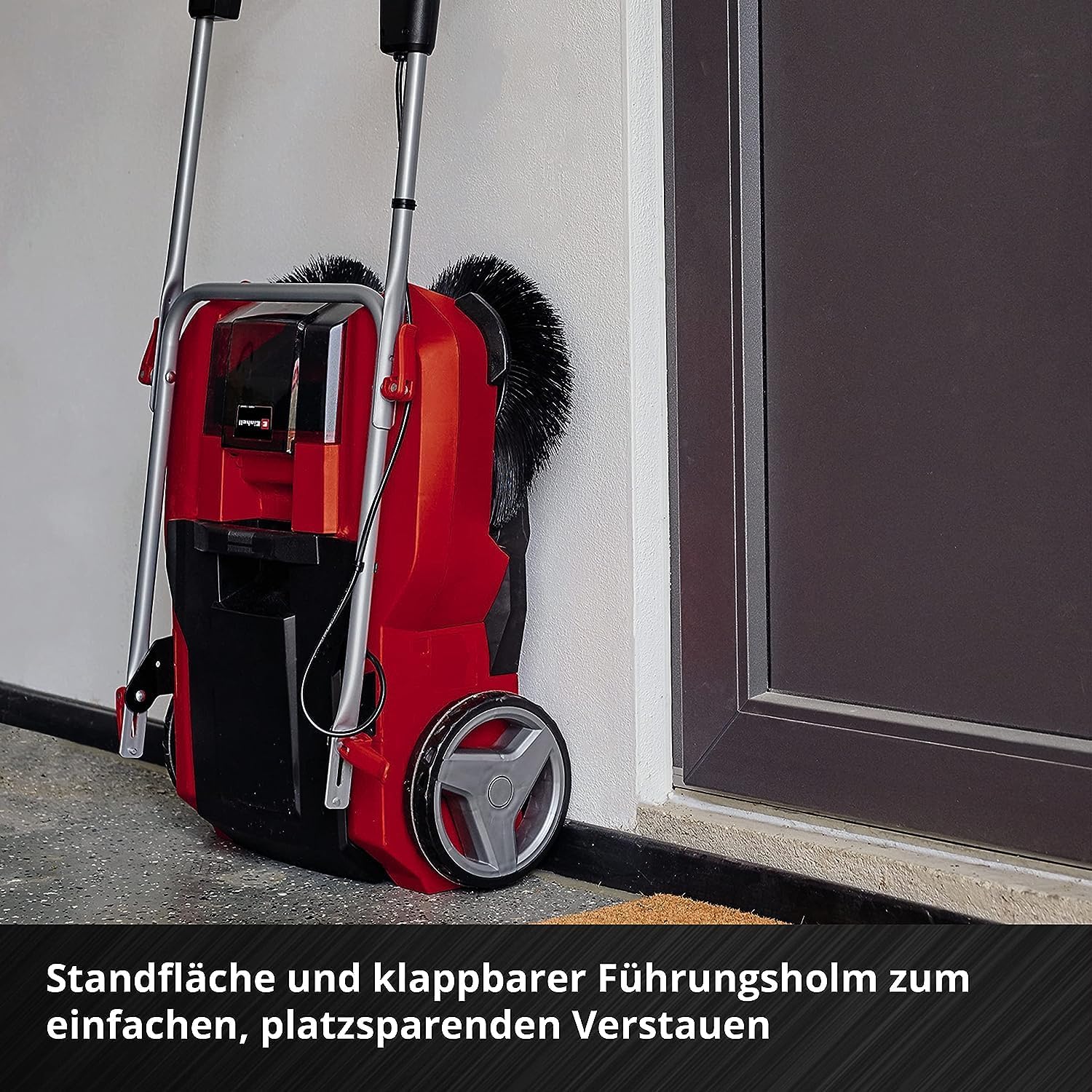 Einhell Akku-Kehrmaschine TE-SW 18/610 Li-Solo Power X-Change (18 V, Li-Ion, 20 L Schmutzbehlter, 61 cm Arbeitsbreite, Parkposition, verstellbarer Lenker, abnehmbare Lippe, Ein-und Ausschalter), Rot