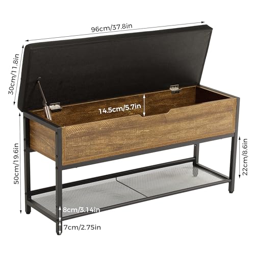 Mondeer Panca per Scarpe, Metallo, Marrone Rustico e Nero, 96 x 30 x 50 cm : Casa e cucina