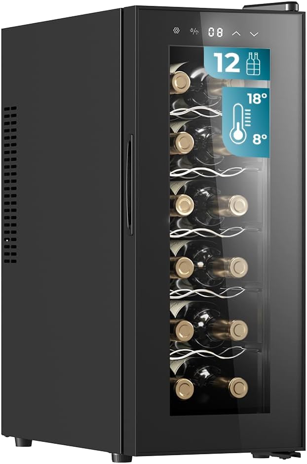 Cecotec Cantinetta Vino Bolero GrandSommelier 1250 CoolCrystal. 12 Bottiglie, Raffreddamento Termoelettrico, LED, ideale per conservare i tuoi vini alla temperatura perfetta.