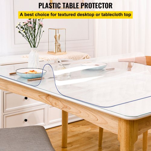 VEVOR Transparente PVC-Tischdecke, wasserdichte Tischdecke, 106,7 x 198 cm, Schreibtischschutz