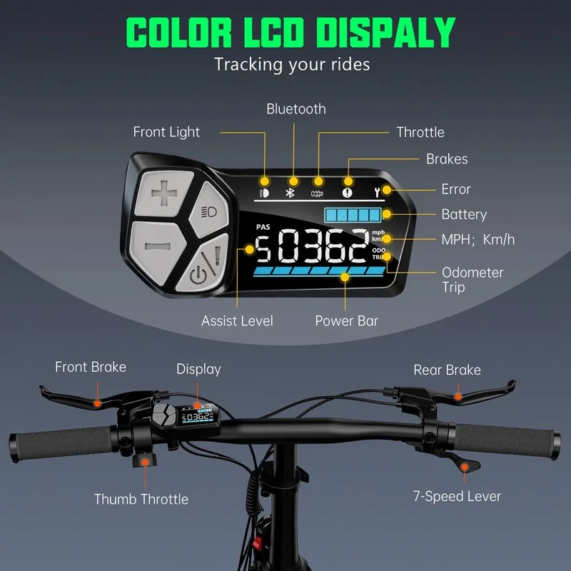 TST Electric Bike, 4.0 Fat Tire Foldable Ebike, 48V 13Ah Battery, 750W Electric Commuter Bicycle with LCD, 20" One-Step Folding Electric City Bike for Men Women, Black