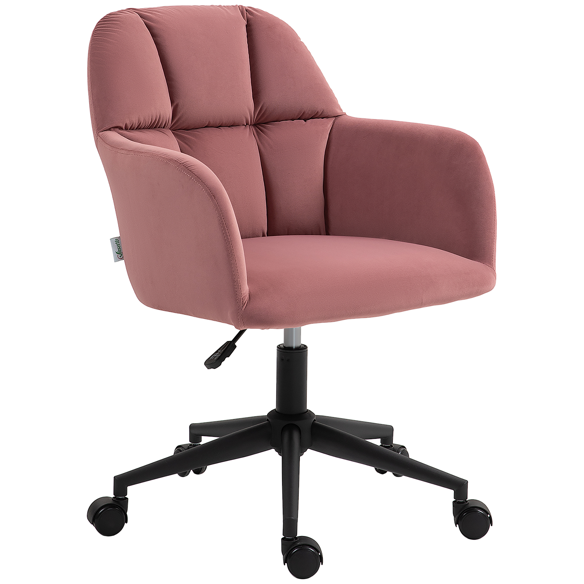 Vinsetto Bürostuhl, ergonomisch, höhenverstellbar, drehbar, Samtoptik, bis 120 kg, Rosa
