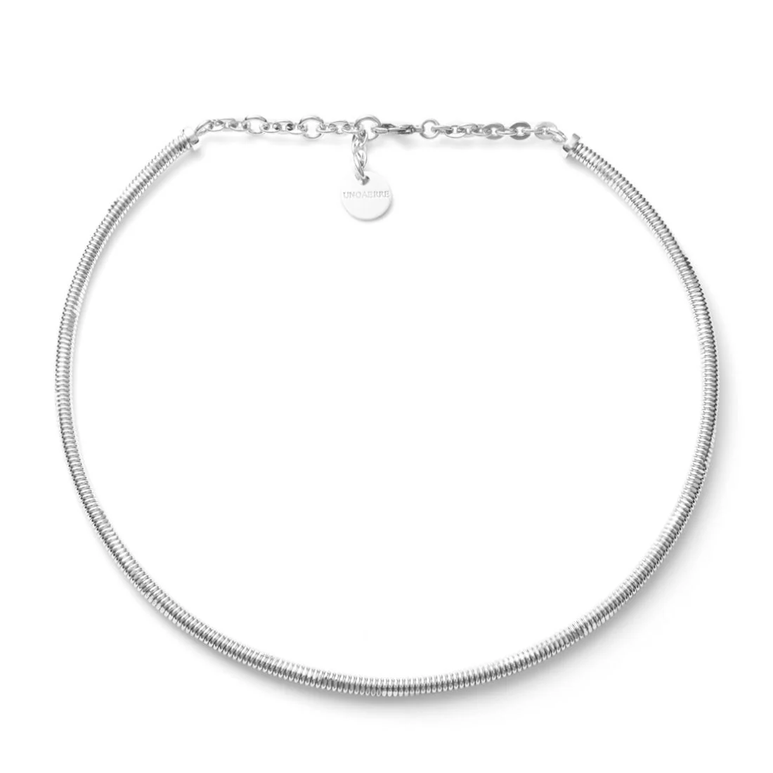 Collana Unoaerre 2573 girocollo rigido tubogas in bronzo argentato bianco