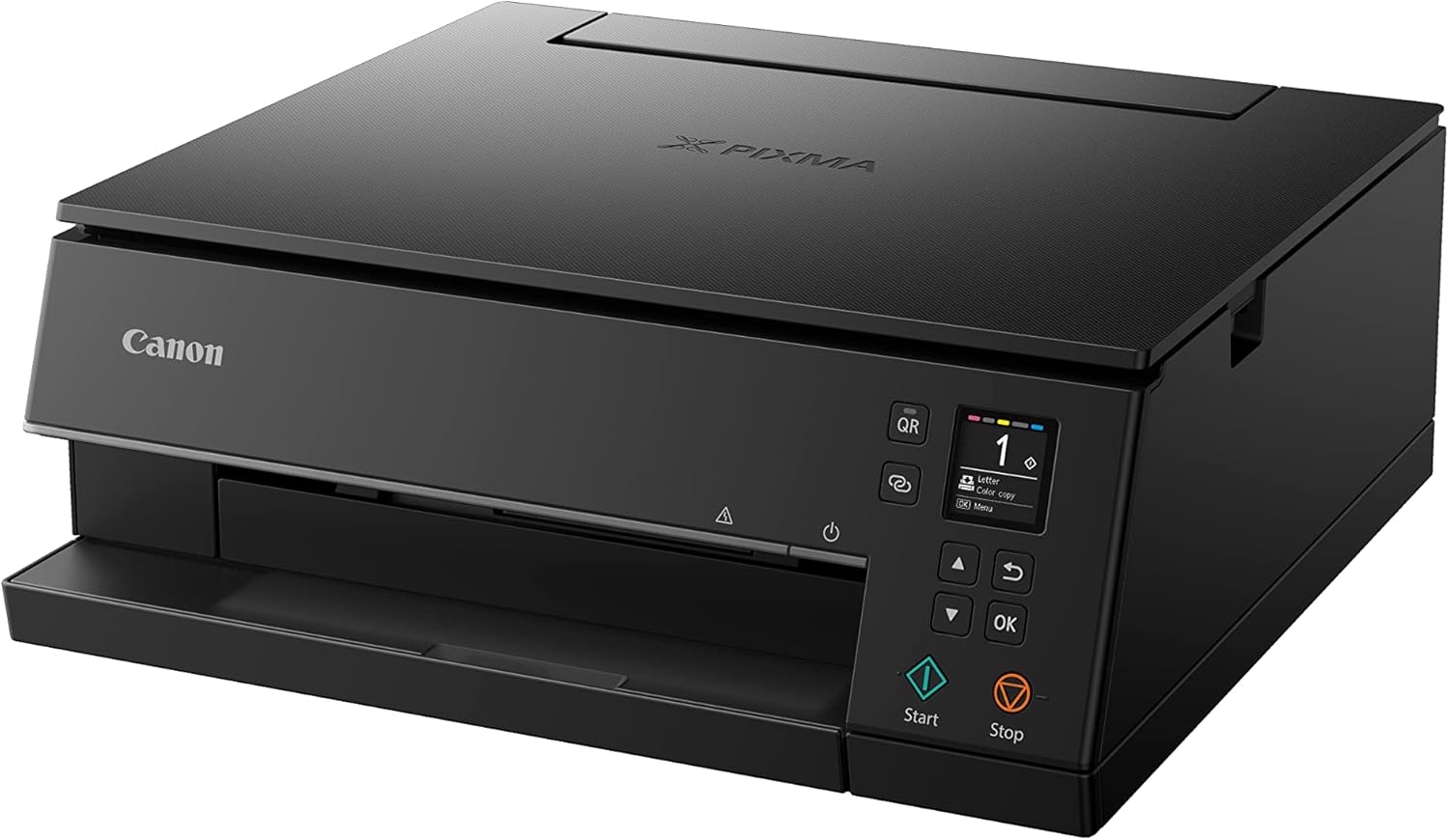 Canon PIXMA TS6350a printer, kleureninkjet multifunctioneel apparaat DIN A4 (fotoprinter, scanner, kopieerapparaat, OLED, 4.800x1.200 dpi, USB, WLAN, 5 afzonderlijke inkten, dubbelzijdig afdrukken, 2 papierladen), zwart