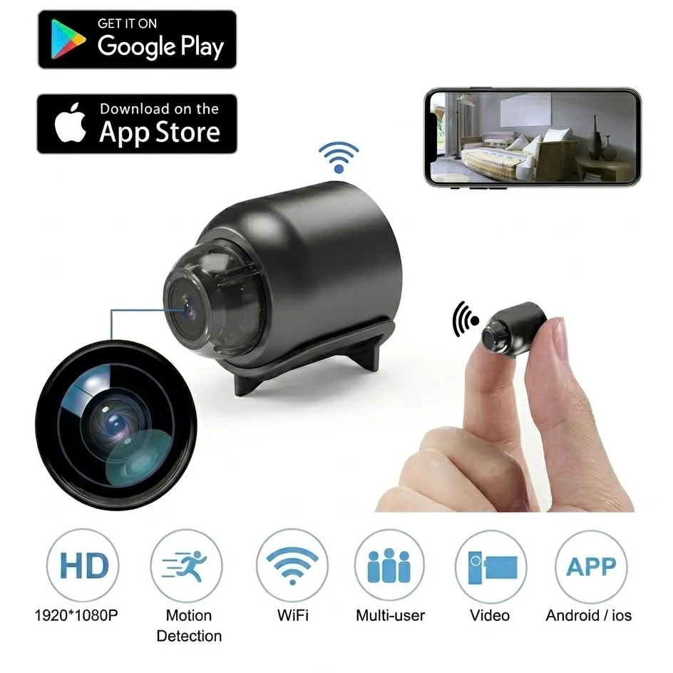 Mini Pet Surveillance Camera �C 1080P HD, Night Vision & Motion Alerts
