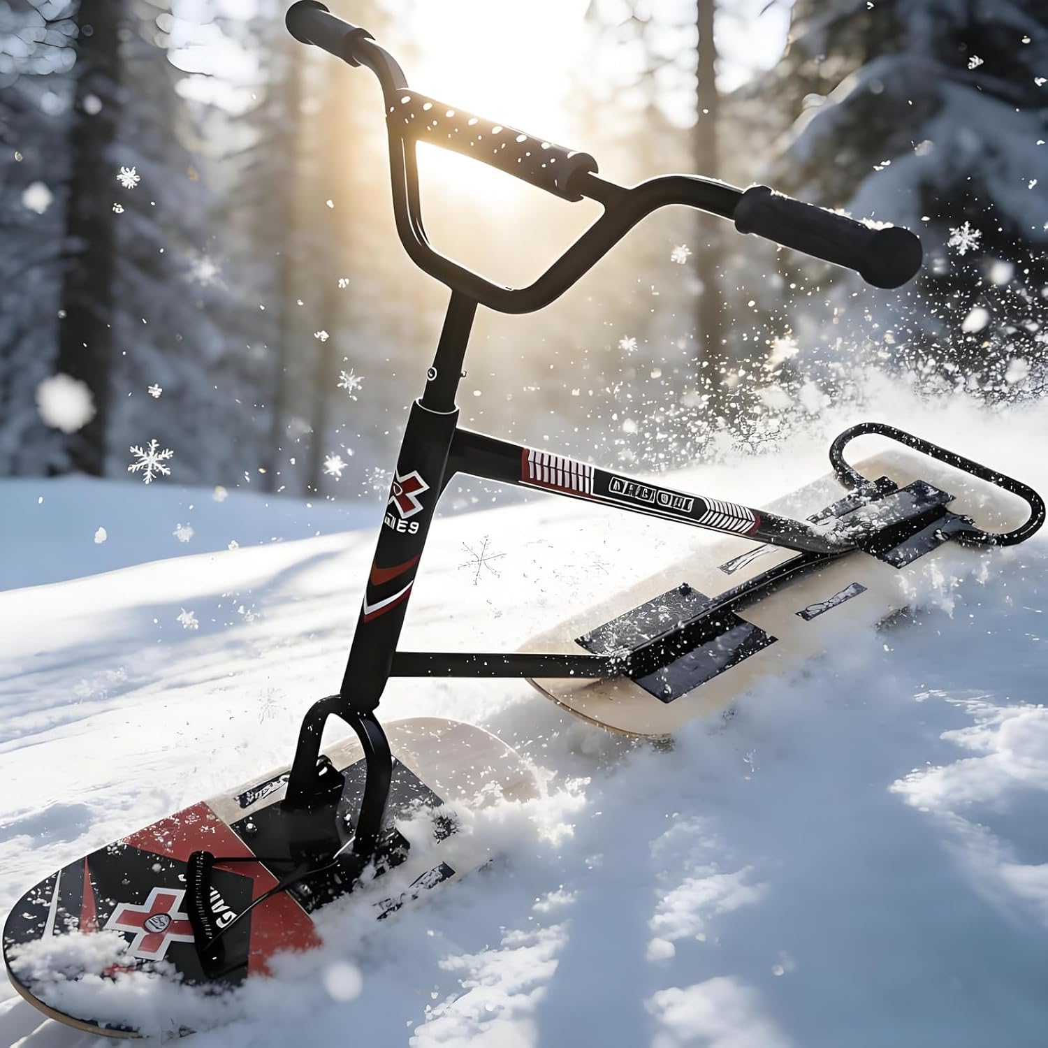 All-Terrain-Snowboard-Schlitten FüR Erwachsene, Jugendliche Und Familien, 360° Drehbares Schneemobil FüR Erwachsene, Aluminiumrahmen, Max. Tragkraft 150 Kg Wood