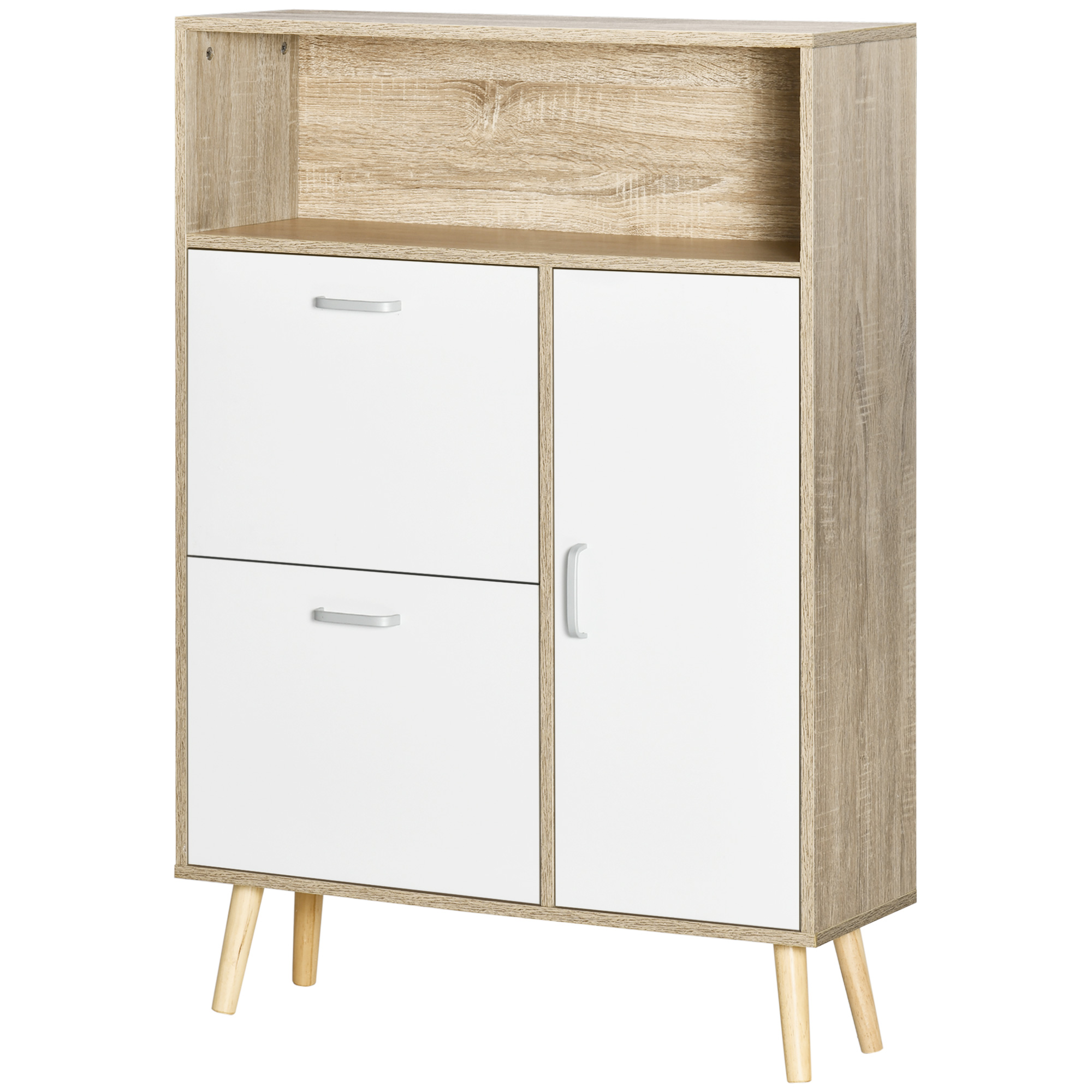 HOMCOM Schuhschrank Schuhablagekommode 2 klappbare Türen - 80 x 25,5 x 112,5 cm