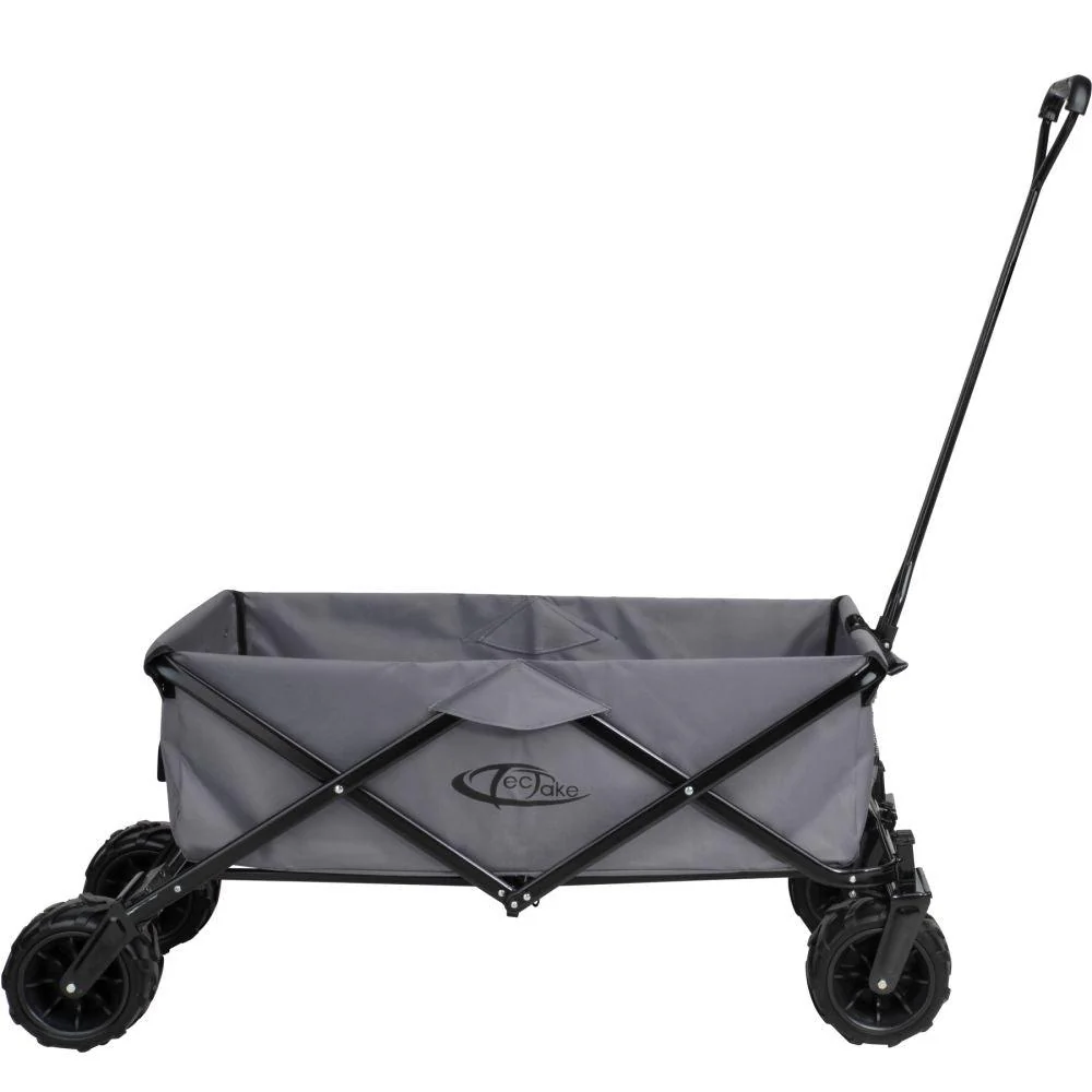 Carrello da giardino pieghevole 80 kg attrezzi da giardinaggio fuoristrada grigio