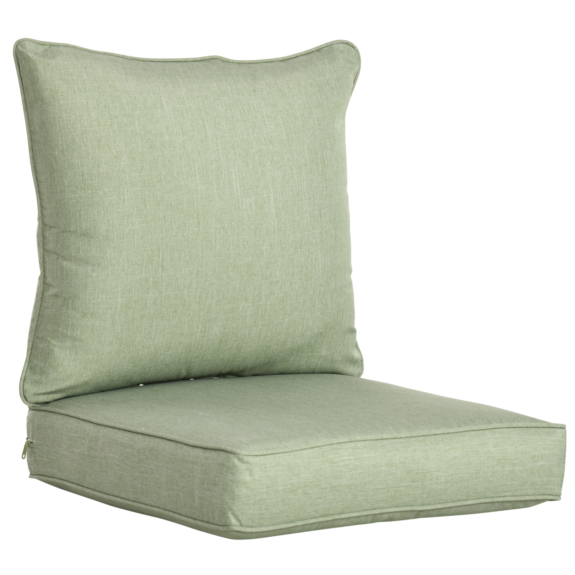 Outsunny Set aus 2 Sitz- und Rückenkissen für Gartenstuhl Liegestuhl Innen und Außenbereich Polyester Hellgrün