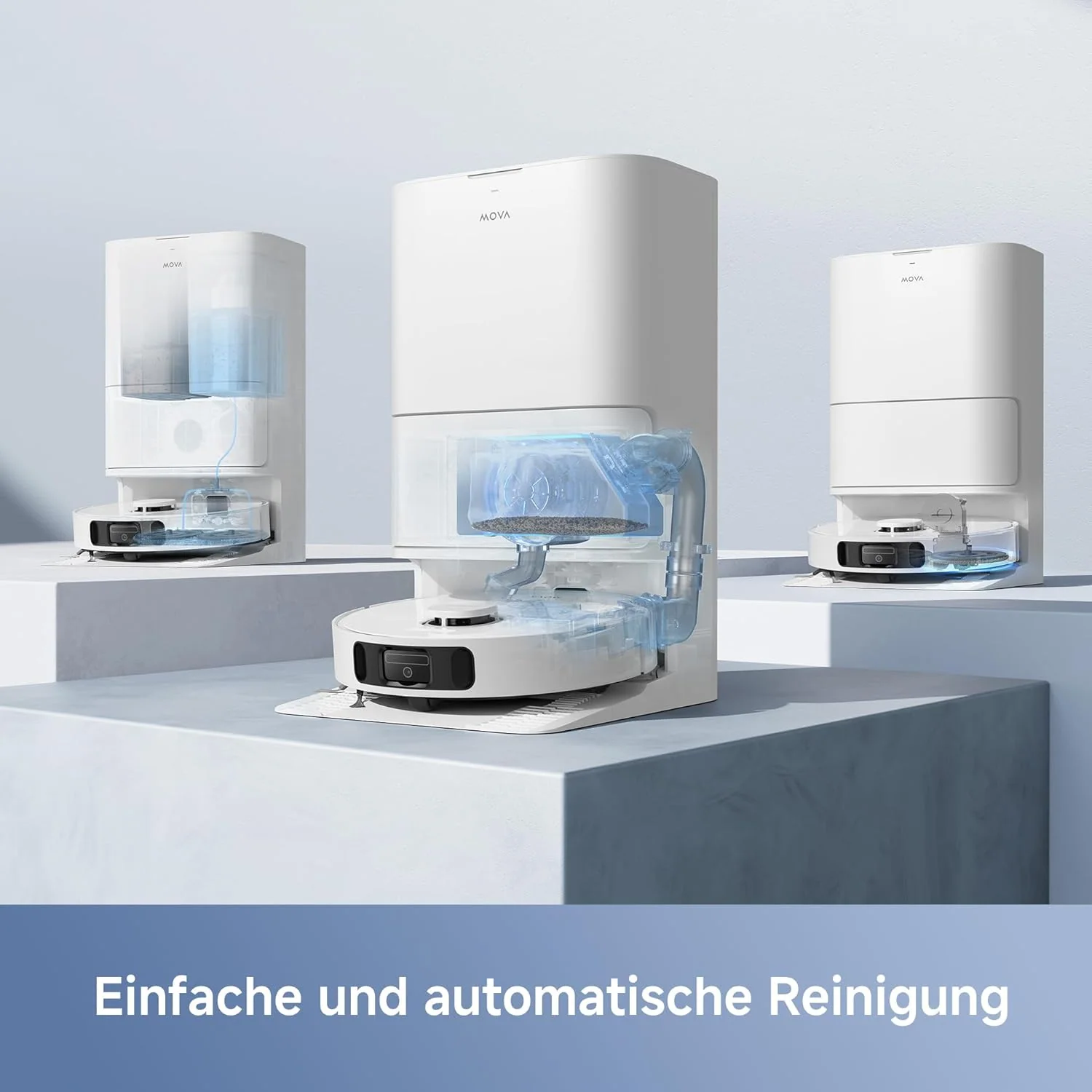 Mova E30 Ultra Roboterstaubsauger und -wischer mit automatischer Entleerung und Selbstreinigung des Wischers, 7.000Pa Saugleistung, 10,5 mm Wischeranhebung, Ultraschall-Teppicherkennung