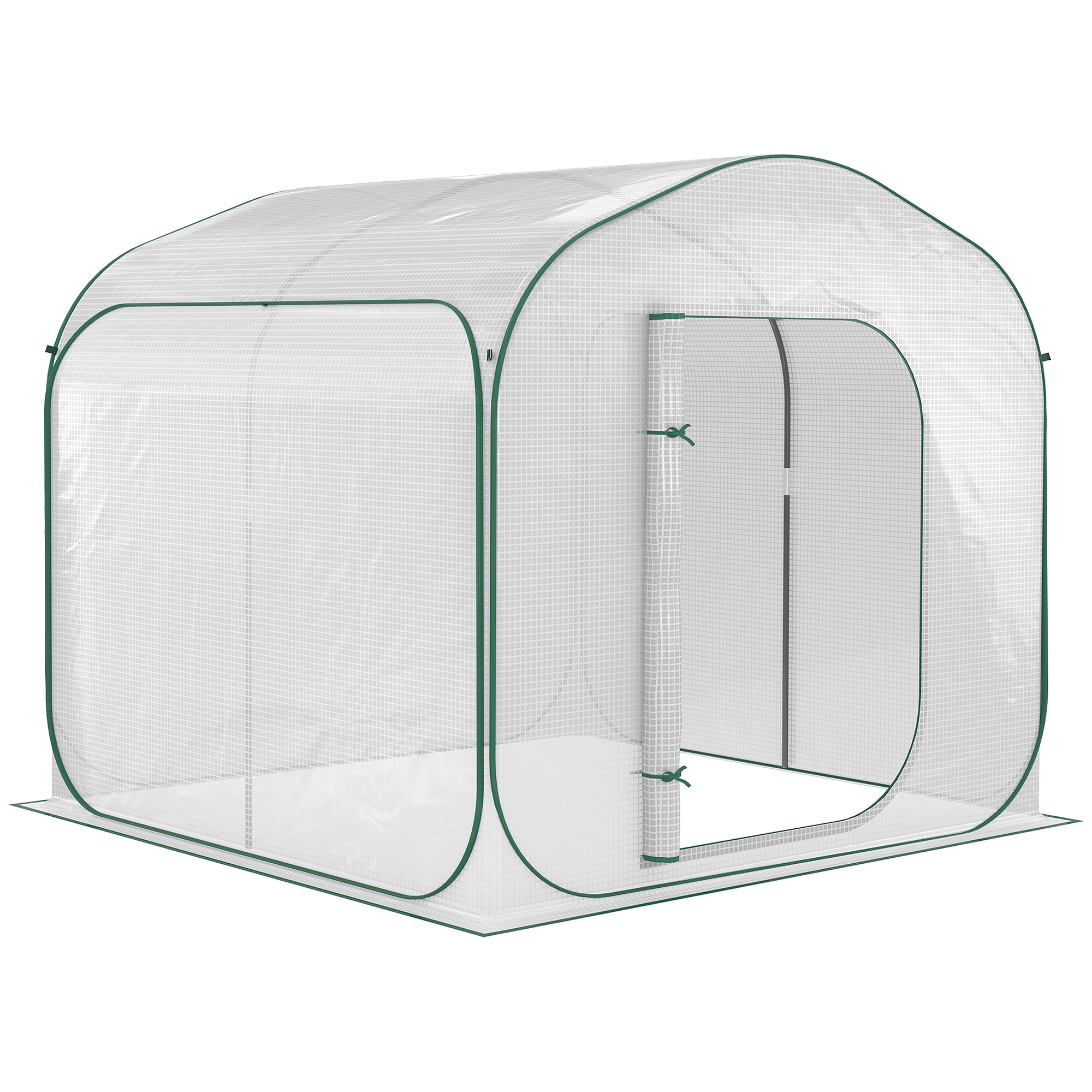 Outsunny Gewächshaus Pop-up 2 x 2 m - Garten Gewächshaus 4,33 m² Wintergewächshaus - Aufrollbare Reißverschlusstür - Inklusive Transporttasche - PE Weiß Grün