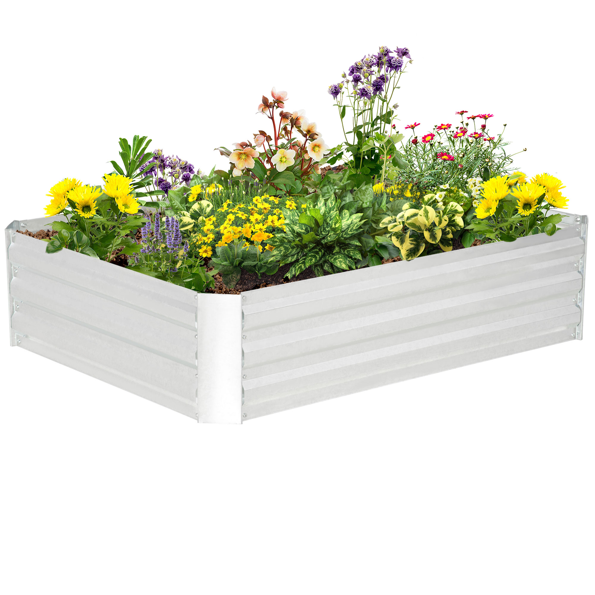 Outsunny Hochbeet aus verzinktem Stahl Gartenbeet Pflanzkasten für Garten Blumenkasten Blumenkübel Silber 120 x 90 x 30 cm