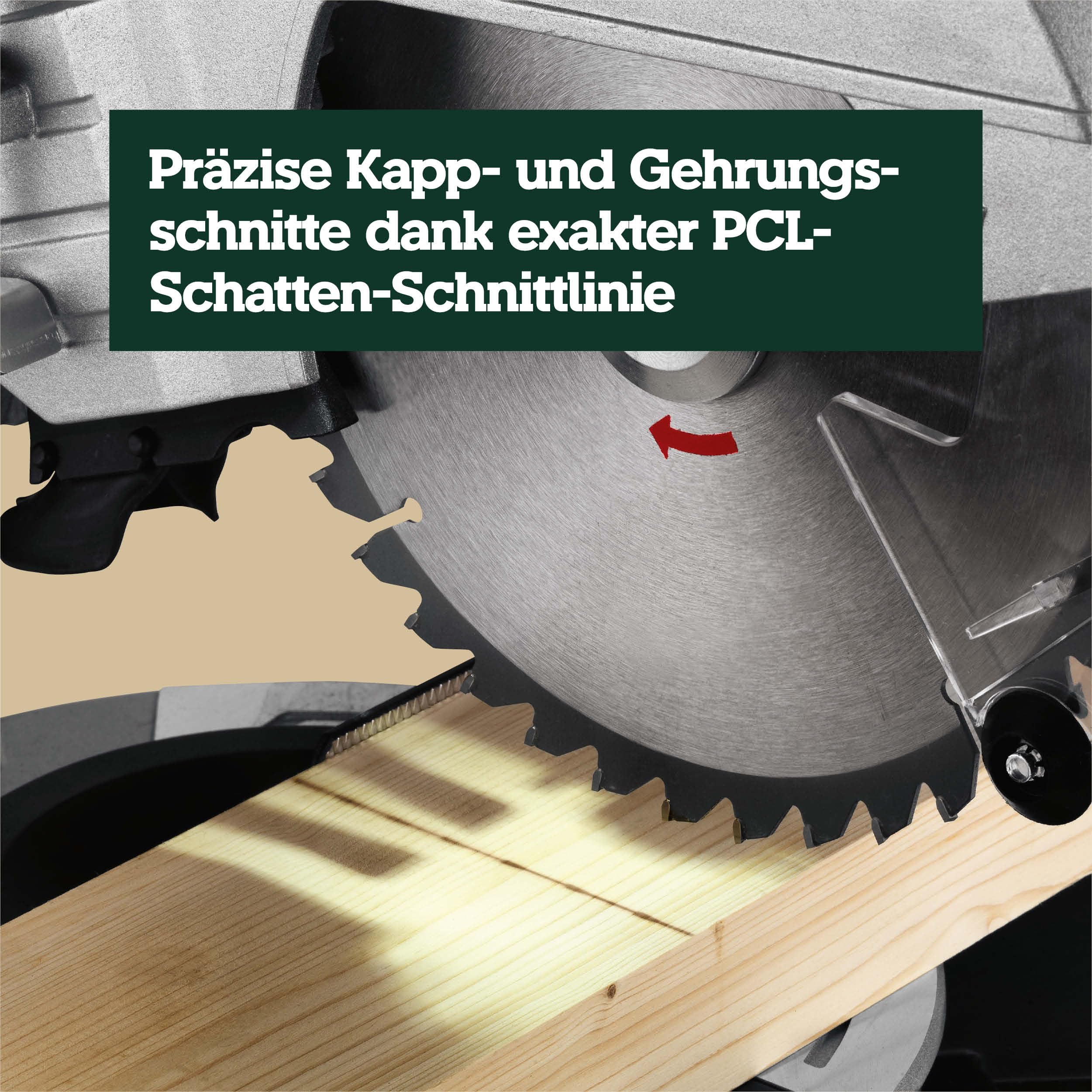 Kapp- und Gehrungssäge KGS 254 M mit Zugfunktion LED-Schnittlinienanzeige Hartmetall-Sägeblatt Tischverbreiterungen und 2. Sägeblatt