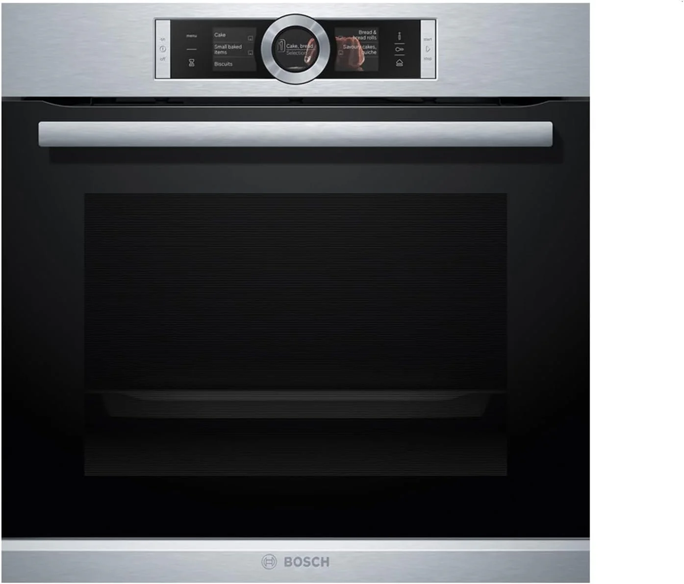 Bosch HMG7361B1, Serie 8 smarter Einbau-Backofen mit Mikrowellenfunktion, 60 x 60 cm, Made in Germany, Schwarz, Air Fry, Digitaler Bedienring, Touchdisplay, Automatikprogramme, Reinigungsunterst��tzung
