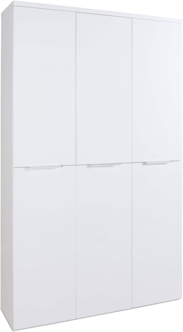 Composad | MUNDI Line Cabinet with 6 Doors, Storage Cabinet, Space-Saving Multipurpose (WxHxD) 120 x 200 x 35 cm, Lacquered White, Made in Italy