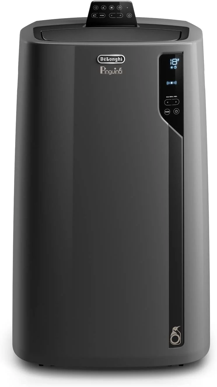 De'Longhi Pinguino PAC EL112 CST mobiele airconditioner met afvoerslang, airconditioning voor ruimtes tot 110 m3, luchtontvochtiger, ventilatiefunctie, 24-uurs timer, zwart