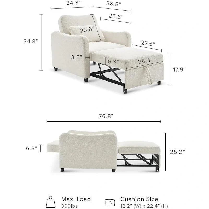 Mopio Sophie 4-in-1 Convertible Sleeper Chair Bed