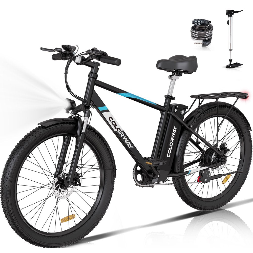 COLORWAY BK3M 500W Electric Bike, 26&prime;&prime;x3.0&prime;&prime;, 36V/15Ah, Shimano 7 Speed, Carbon Steel, IP54 Waterproof