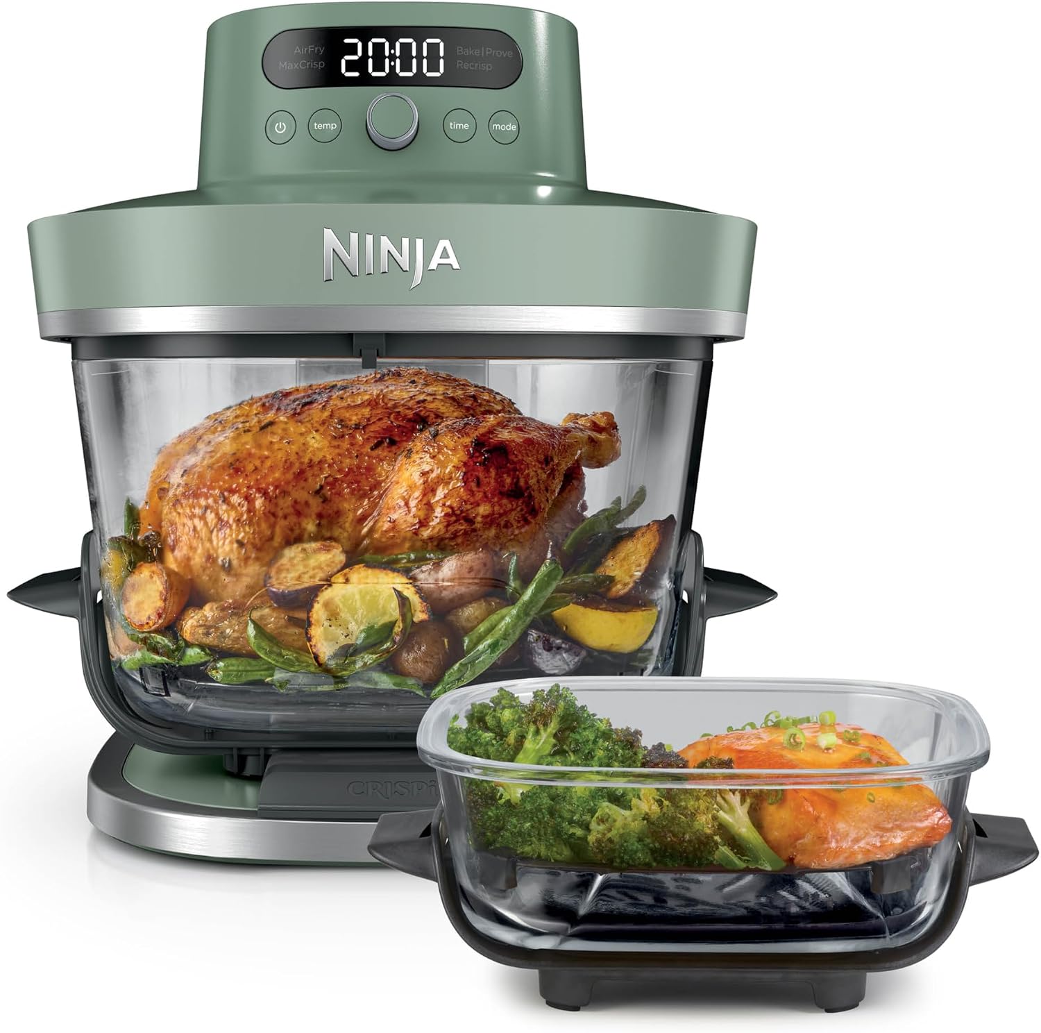 Ninja CRISPi PRO XL, Friggitrice ad Aria in Vetro, Verde Muschio, AS090EUGN