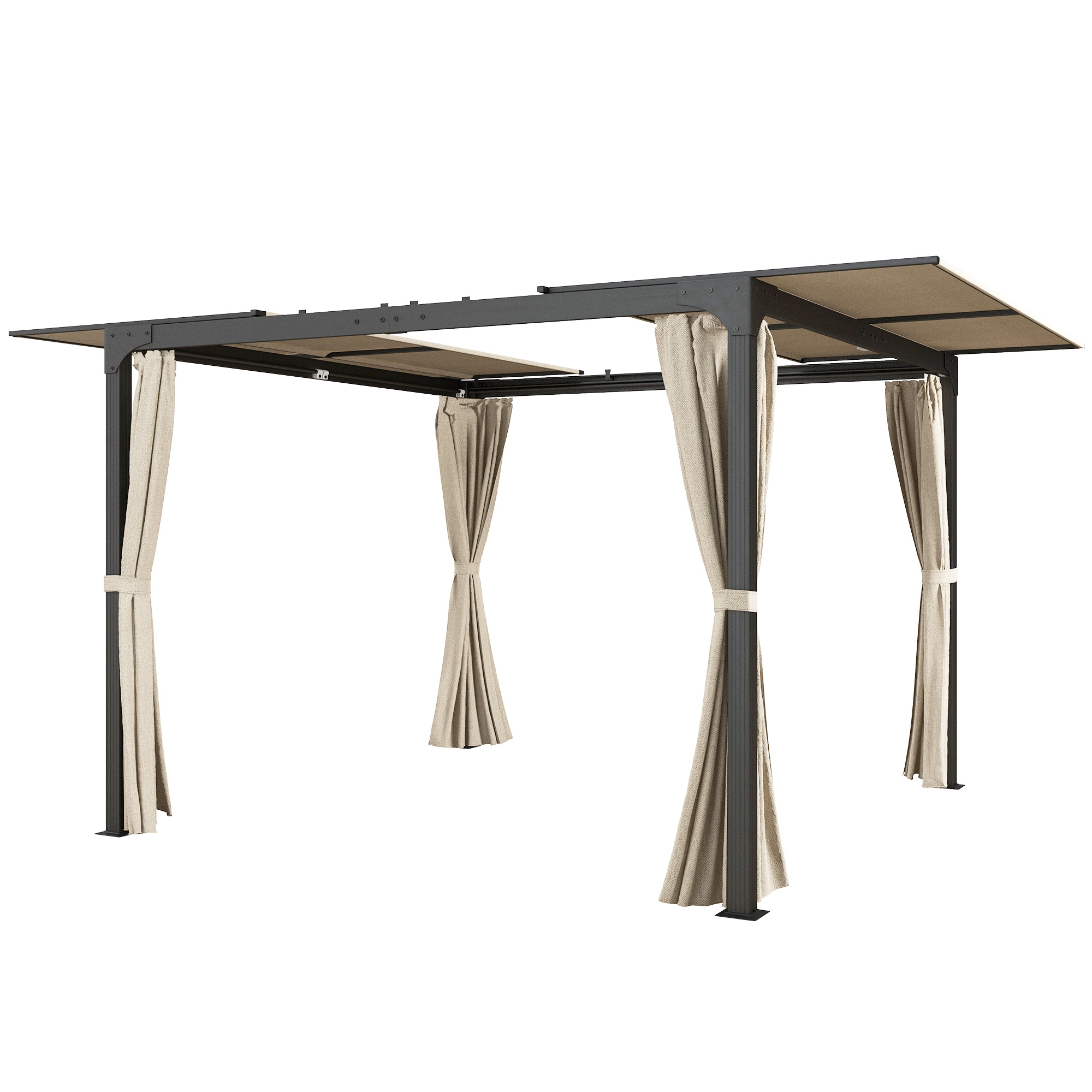 Outsunny Pavillon, ausziehbares Dach, Aluminium & Stahl, 295x295x220cm, Beige.