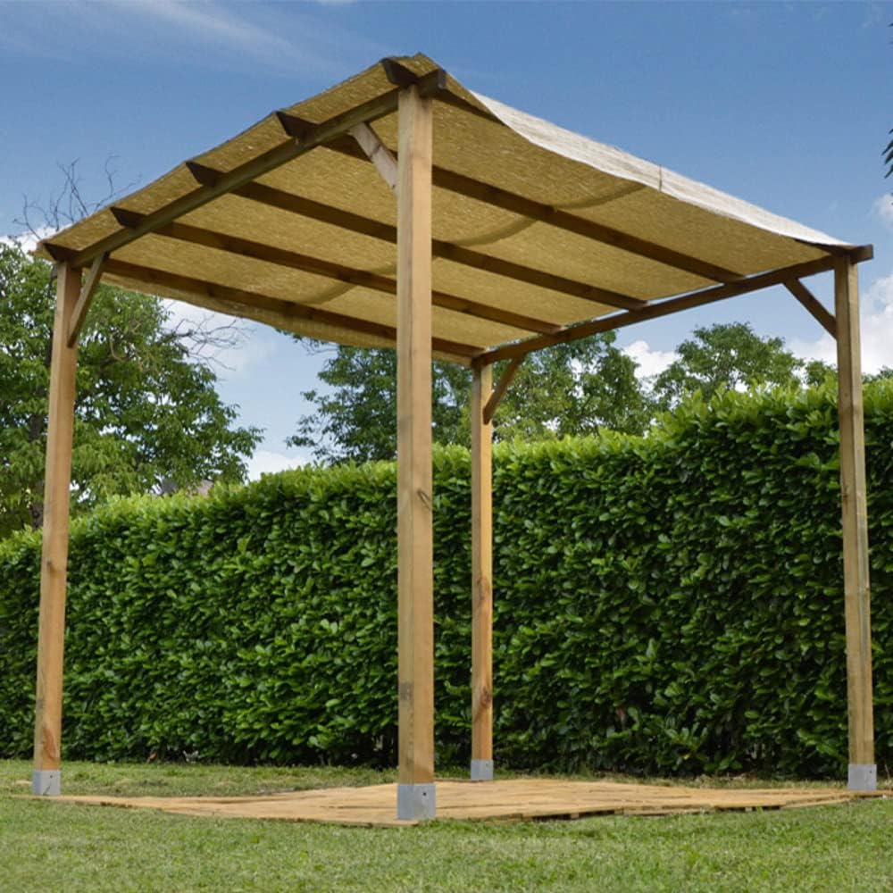 VERDELOOK Wooden Pergola Gazebo without Cover, 3 x 3 m for Outdoor and Garden Furniture