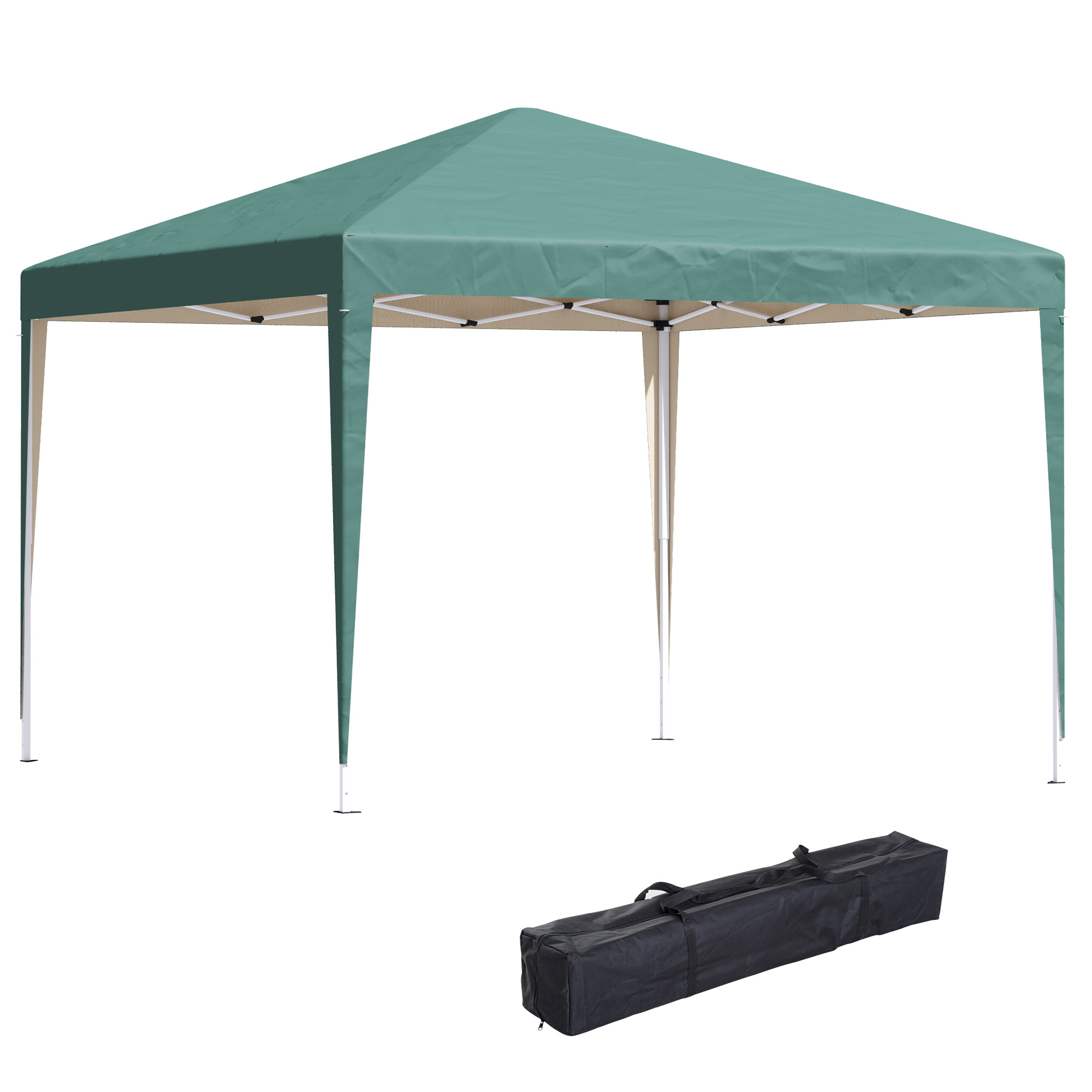 Outsunny Pavillon, 2,95 x 2,95 m Pop-Up-Faltpavillon, Gartenpavillon, Partyzelt, UV-Schutz, Stahl+Oxfordstoff, Grün