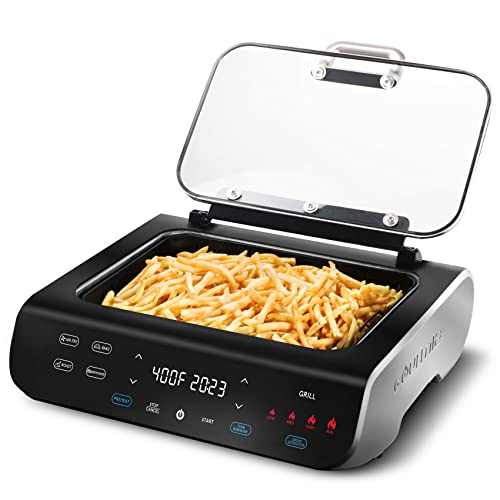 Gourmia Smokeless Indoor Grill & Air Fryer raclette grill with Smoke Extracting Technology Extra Large Nonstick Cooking electric grill indoor Korean BBQ Style 6 Quart FoodStation™: Home & Kitchen