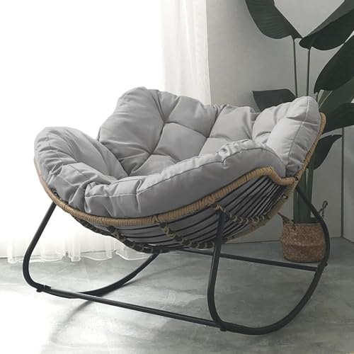 Sedia a uovo in vimini per uso esterno e interno, comoda sedia da salotto oversize con sedile imbottito per lettura in rattan a dondolo per portico anteriore giardino patio sedia a dondolo all'aperto : Amazon.it: Giardino e giardinaggio