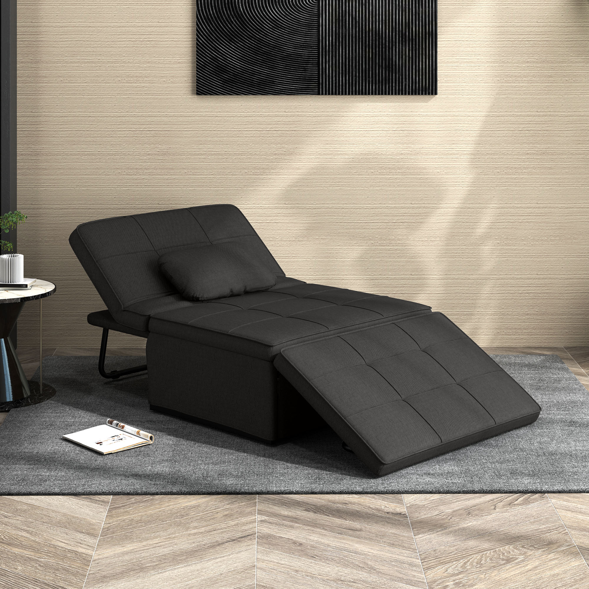 HOMCOM 3-in-1 Sessel-Heizsofa Liegesessel-Pouf mit 5-fach verstellbarer Rückenlehne und klappbarer Fußstütze