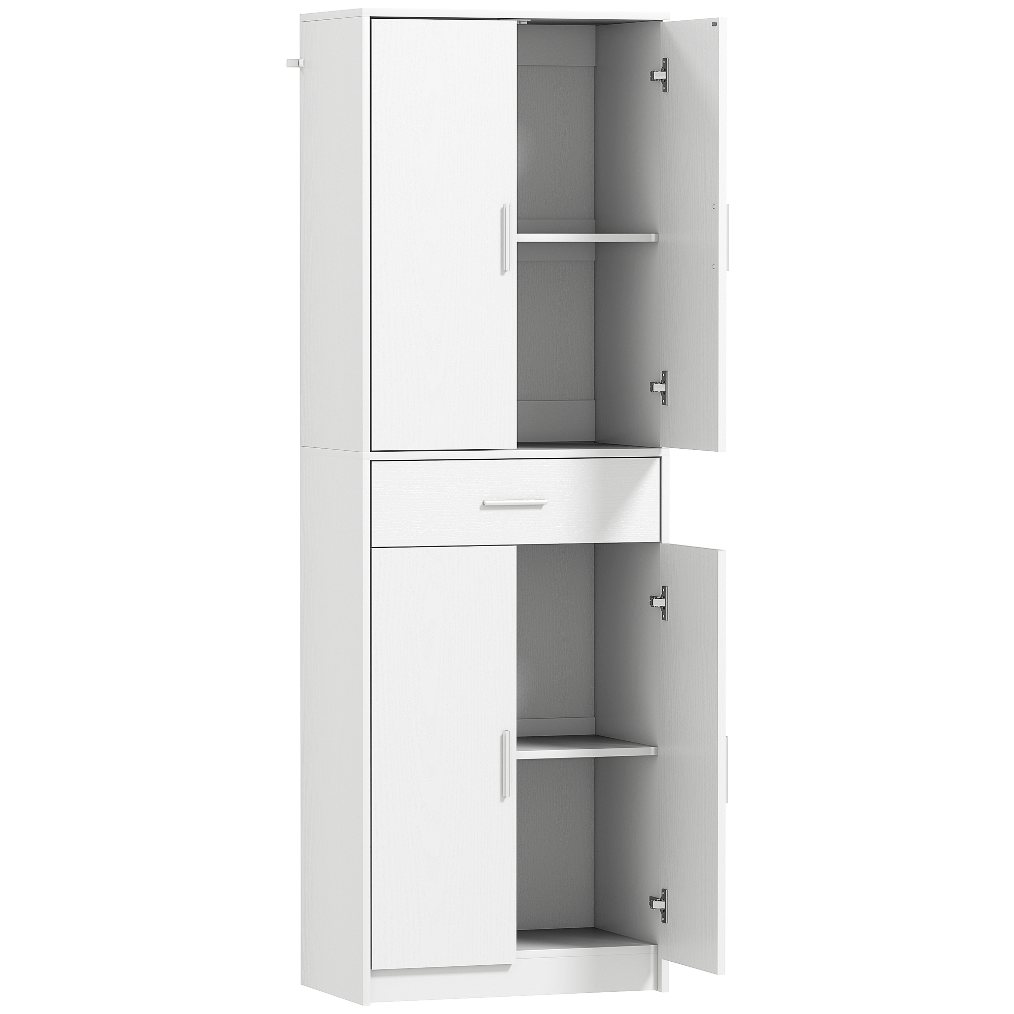 HOMCOM Küchenschrank, 3-stufig verstellbare Regale, Spanplatten, MDF, viel Stauraum, Weiß