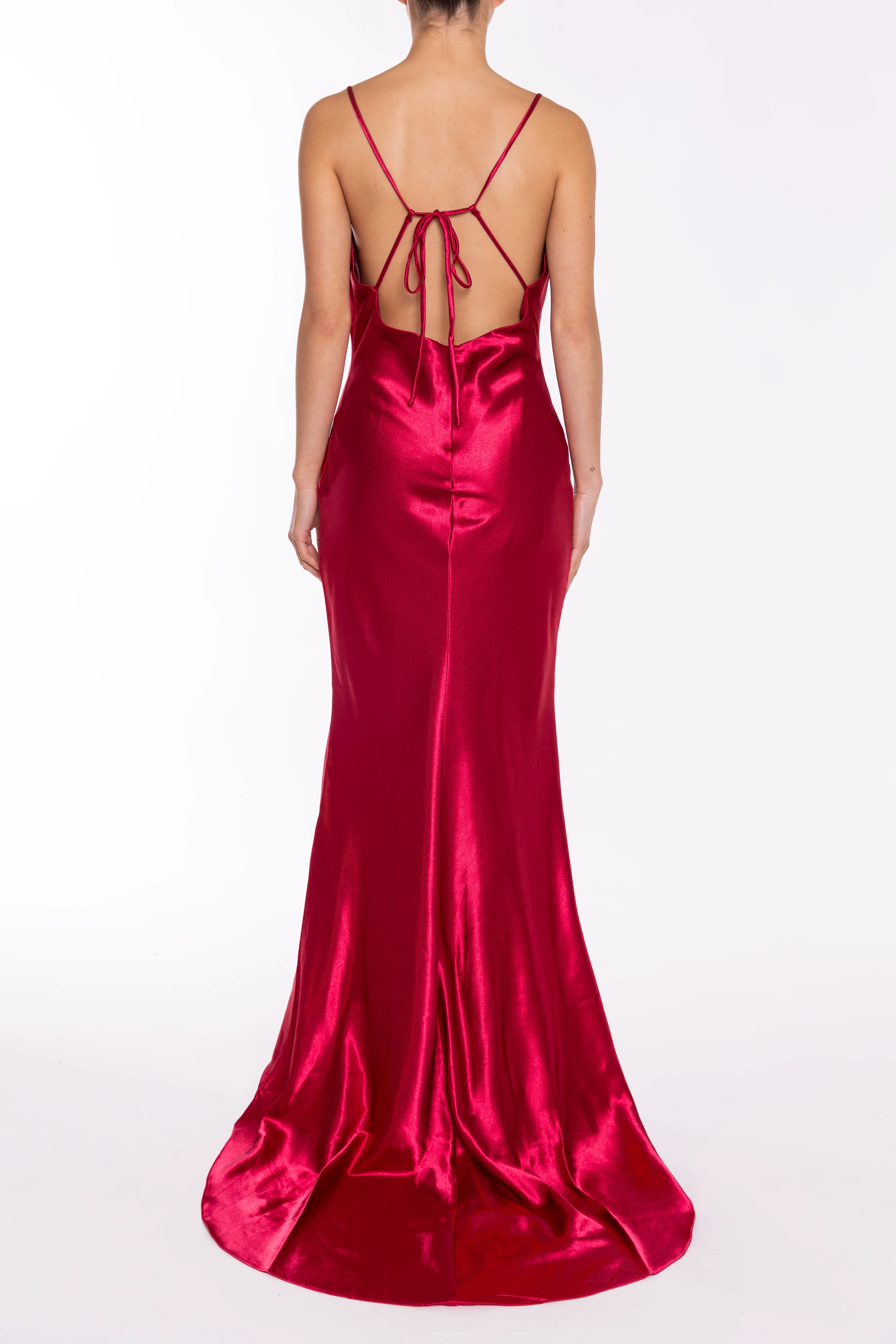 Pippa Claret Bridesmaid Cowl-Neck Slip Dress