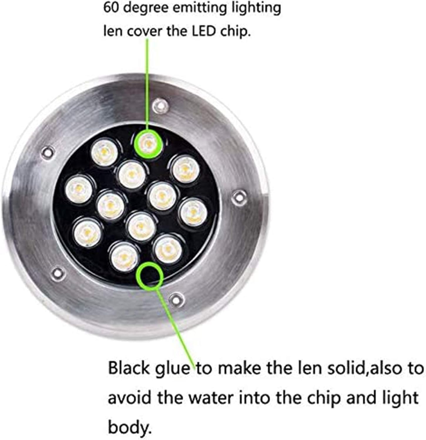 Wasserdichte IP67-LED-Bodeneinbauleuchten for den Außenbereich, AC85-265V, Landschaftsbeleuchtung for Wege, Gärten, Höfe, Terrassen und Plätze, 4er-Pack(Warm White 3000k,12W)