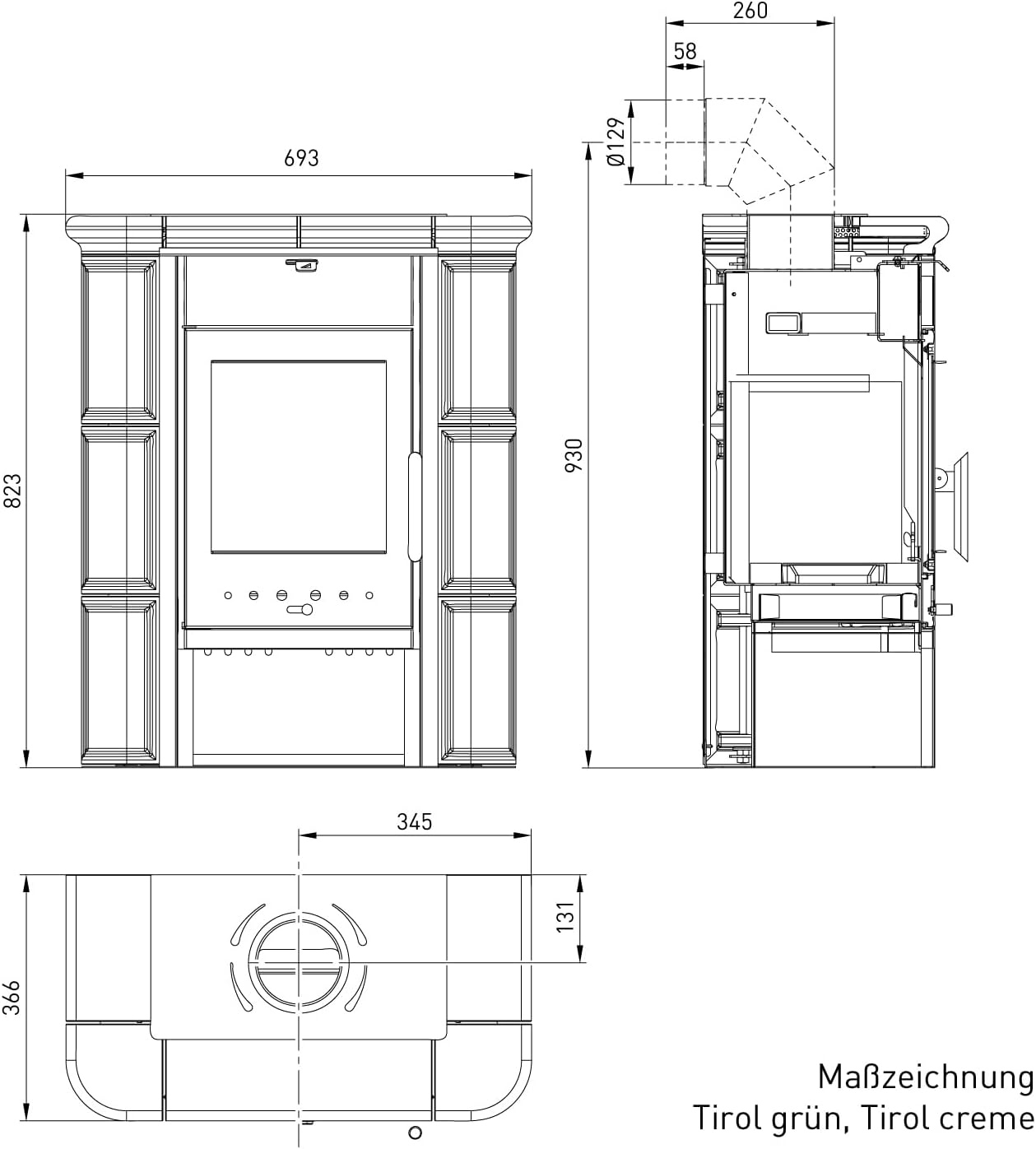 Haas+Sohn | Kaminofen Tirol 343.15-C perl-schwarz/creme | 6 kW