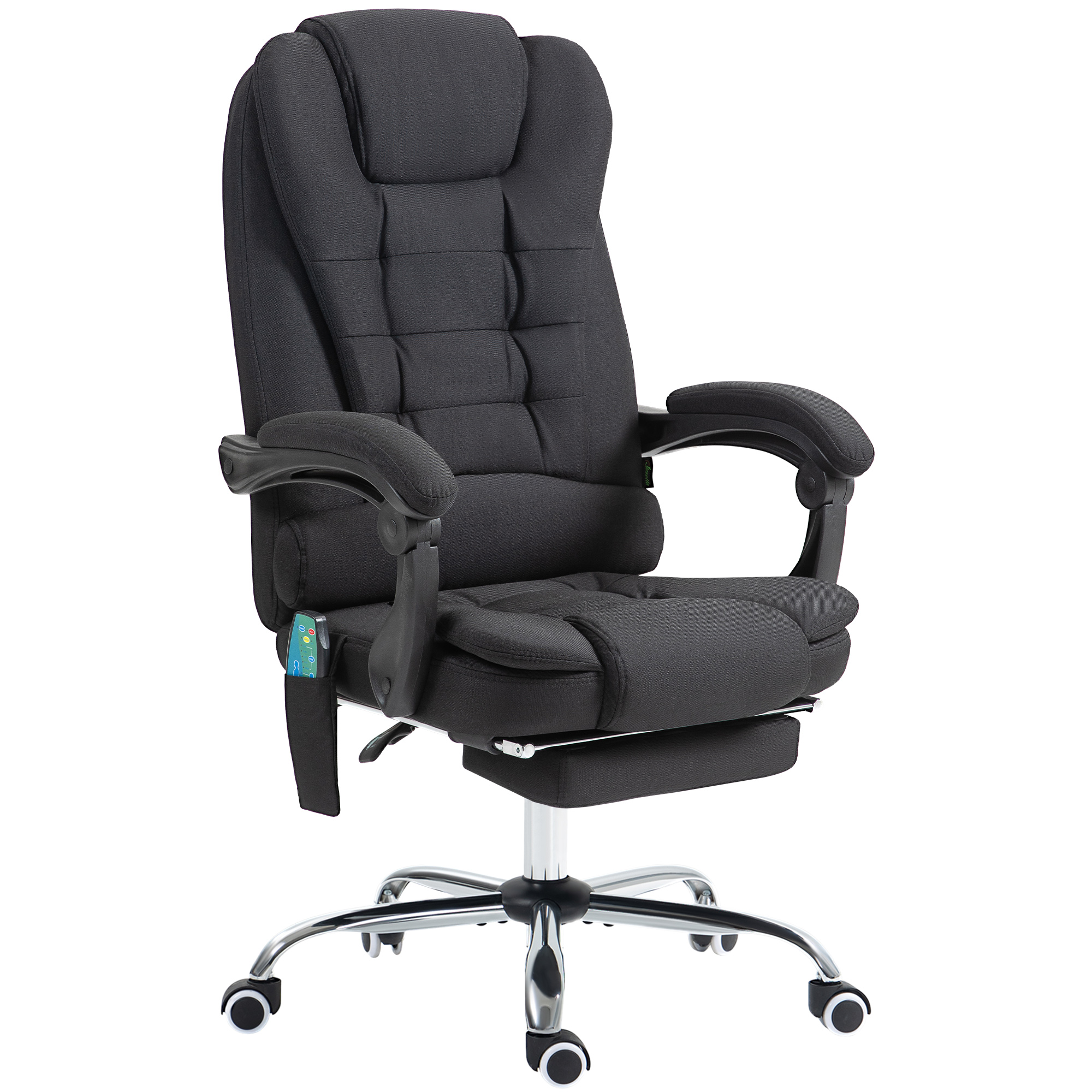 Vinsetto Bürostuhl mit Massagefunktion, Ergonomischer Schreibtischstuhl mit Liege- & Wärmefunktion, höhenverstellbar, Schwarz