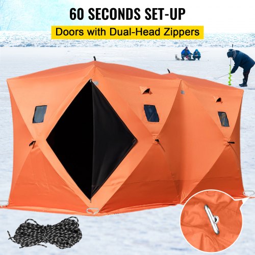 VEVOR Outdoor Camping Zelt 360 x 180 x 205 cm Ice Fish Shelter 11,8 x 5,9 x 6,7 Fuß, Ice Fish Shelter 300D Oxford-Gewebe, Eisfischen Zelt PVC Geeignet für Nachtfischen Winterfischen und Cam