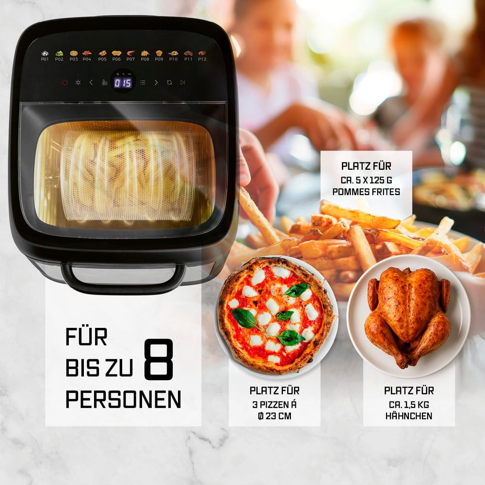 Heißluftfritteuse Heißluftofen mit Panoramadach & Frontfenster