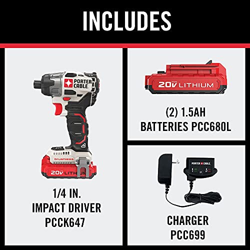 PORTER CABLE PCCK647LB)   Kit avvitatore a percussione 20V MAX : Amazon.it: Fai da te