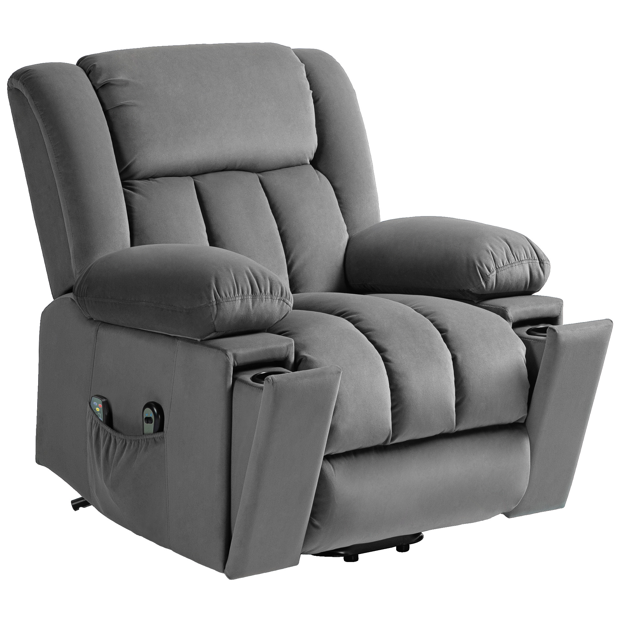 HOMCOM Elektrischer Aufsteh-Sessel, Weicher, samtartiger Stoff, USB-Anschlüsse