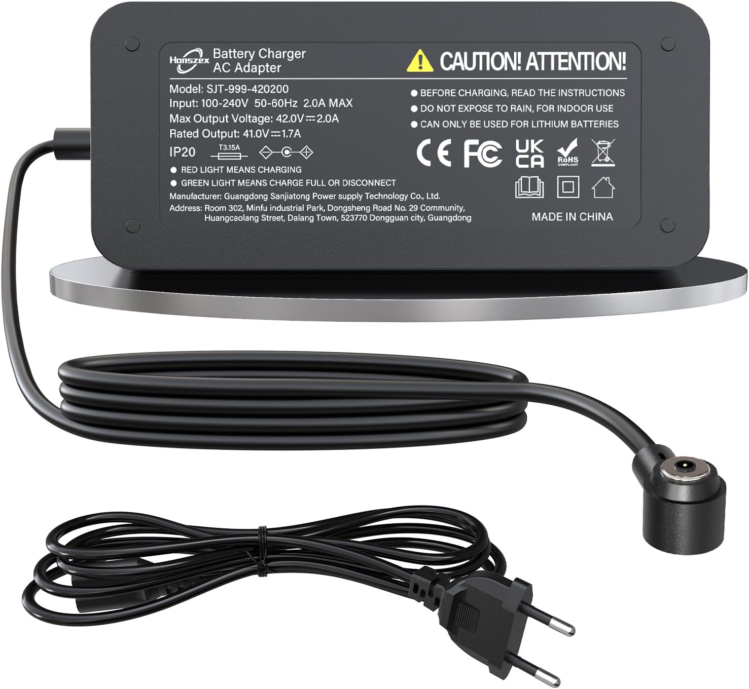 Honszex 42V 2A Caricatore Monopattino, Caricabatterie Monopattino per Xiaomi M365, Pro, Pro 2, Mi 4, 4 Lite, 5 Elite, Serie di Ninebot Segway, Caricatore Rapido da 85 W per Batteria al Litio da 36 V