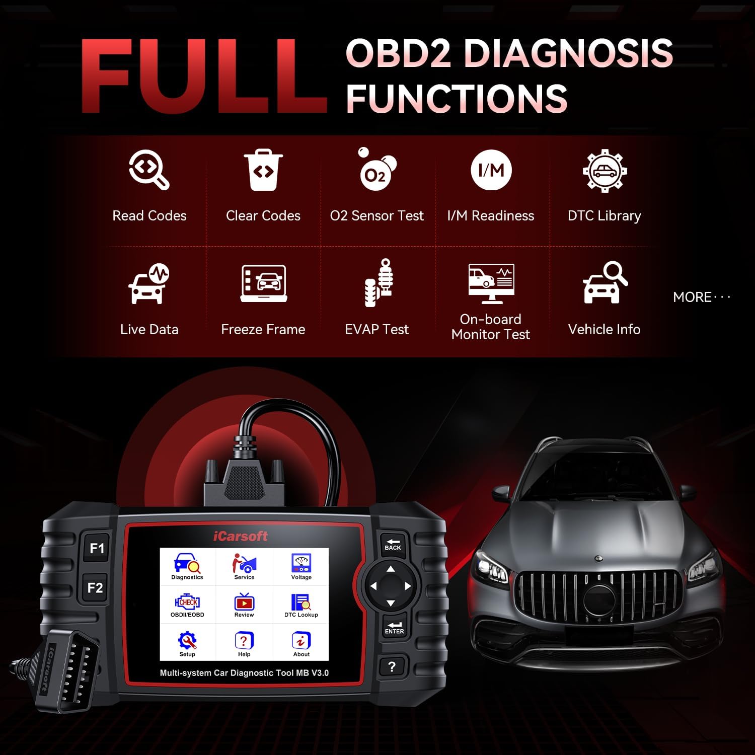 Kfz-Diagnosegerät MB V3.0 Vollsystemdiagnose 4-Zoll-LCD Öl-Reset EPB SAS DPF BMS Live-Daten für Mercedes-Benz und Smart