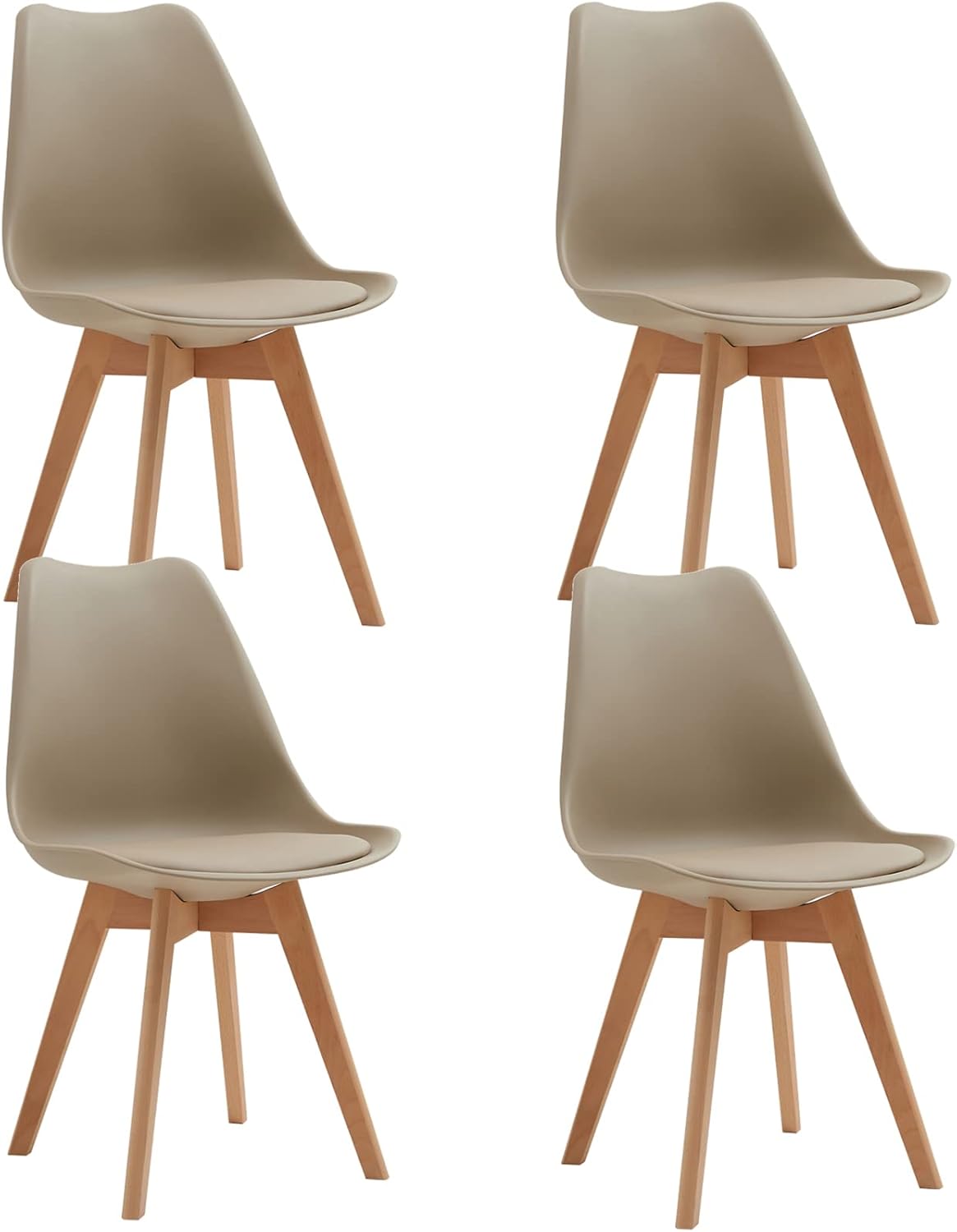 EGOONM Set di 6 Sedie da Pranzo Scandinave, Sedie da Imbottite Retrò da Cucina/Sedia da Ufficio con Gambe in Legno Massello di Faggio (Marrone)