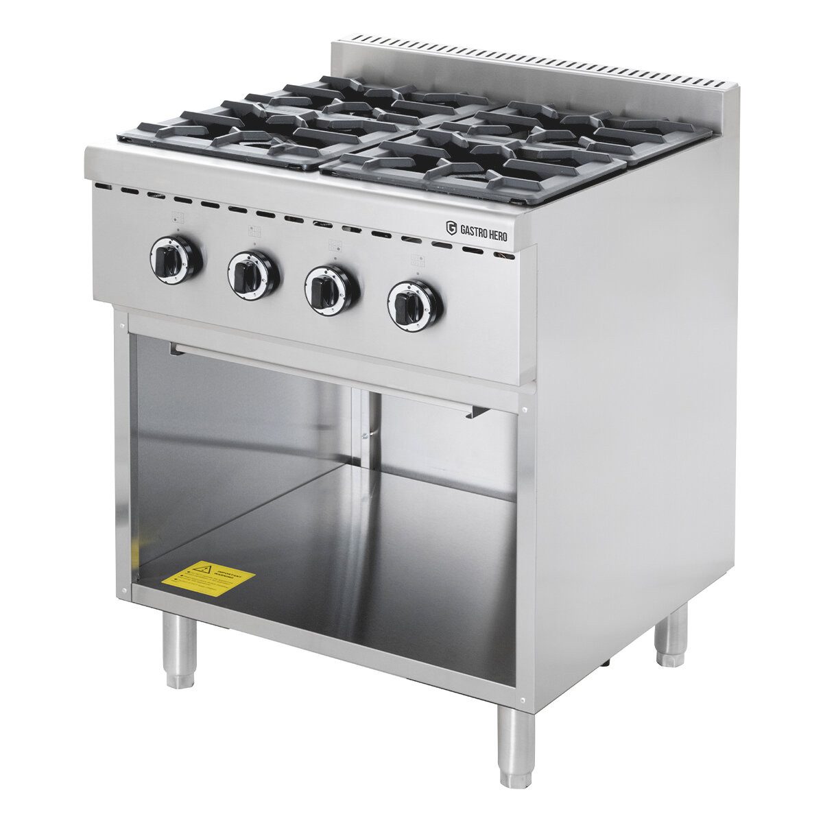 Dönergrill Gasherd mit 4 Flammen 28,8 kW - Gastronomie Gasherd aus Edelstahl