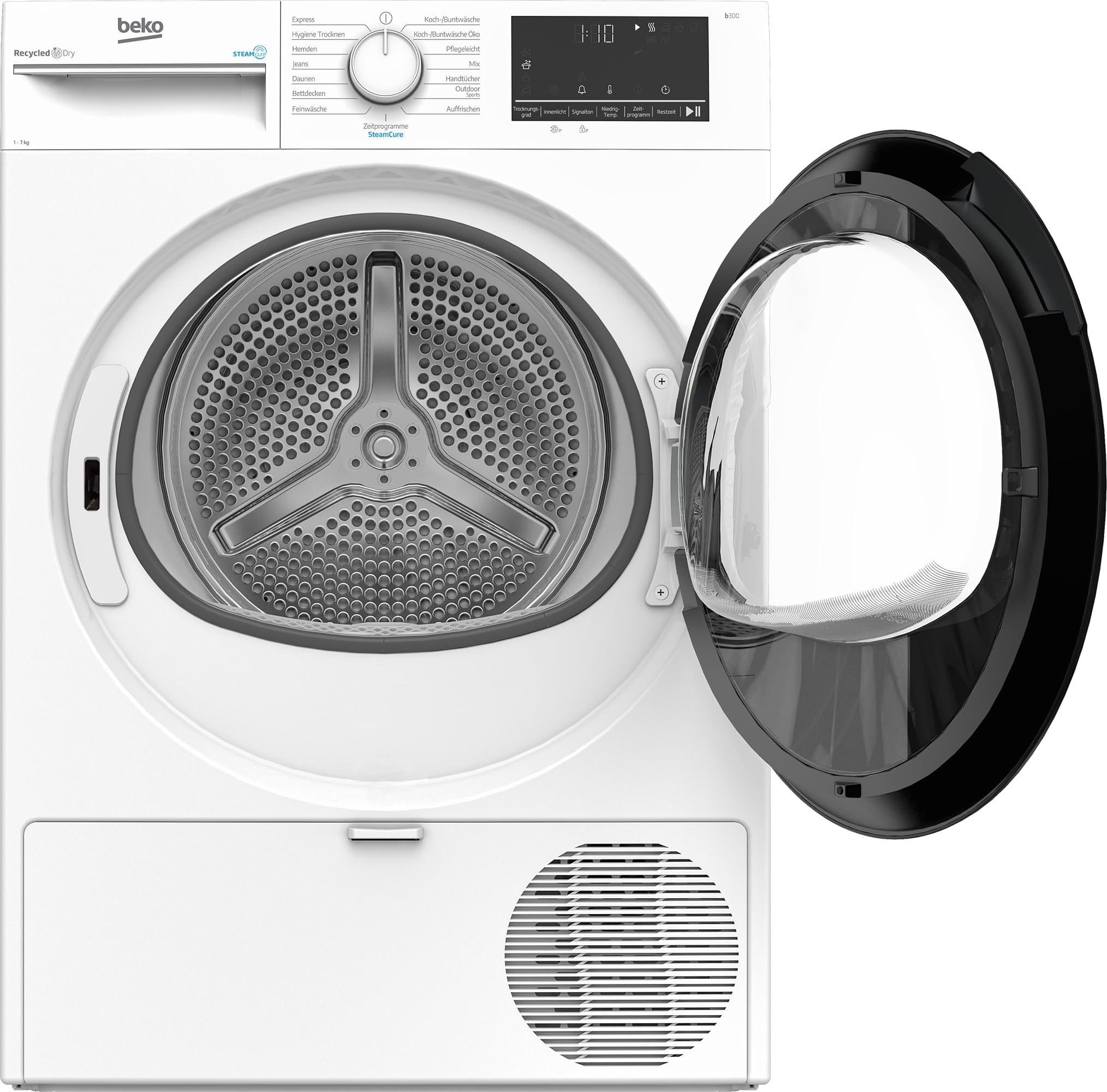 Wärmepumpentrockner B3T41239A 7 kg mit SteamCure Dampffunktion und AquaWave-Schontrommel, 15 Programme, 54,3 cm tief, Weiß