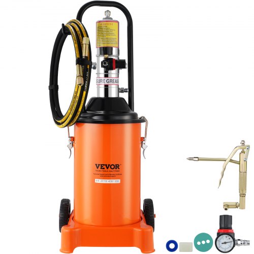 VEVOR Fettpumpe 12L Luftbetriebene Fettpumpe 0,6–0,8 MPa Aluminiumdruckguss-Pumpe -20-100℃ Betriebstemperatur, Pneumatische Fettpumpe NPT-Anschluss Schmierfettpumpe Geeignet für 0-3# Fett