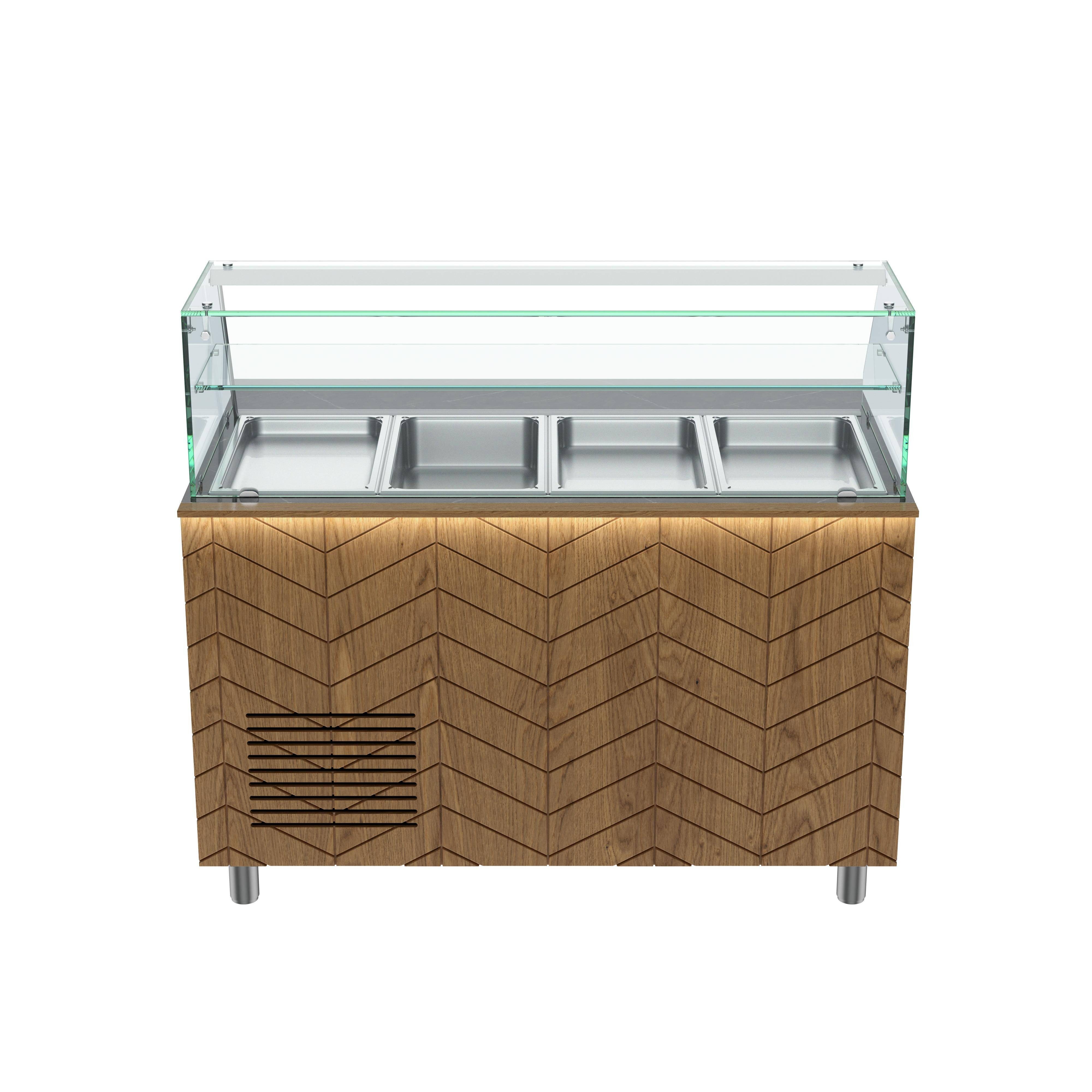 Pizzaofen Salattheke Premium 141 x 70 x 125 cm schwarzer Compact LED 2 Türen
