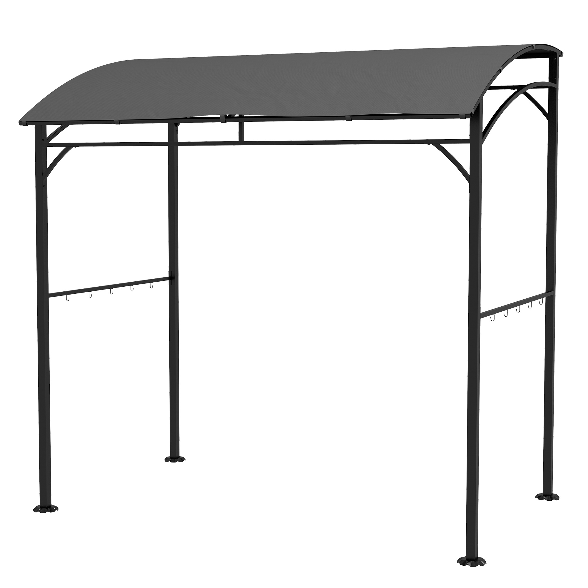 Outsunny Grillpavillon, Grillüberdachung, Regenschutz, Haken für Utensilien, Stahlrahmen, Dunkelgrau, 215 x 150 x 182/220 cm