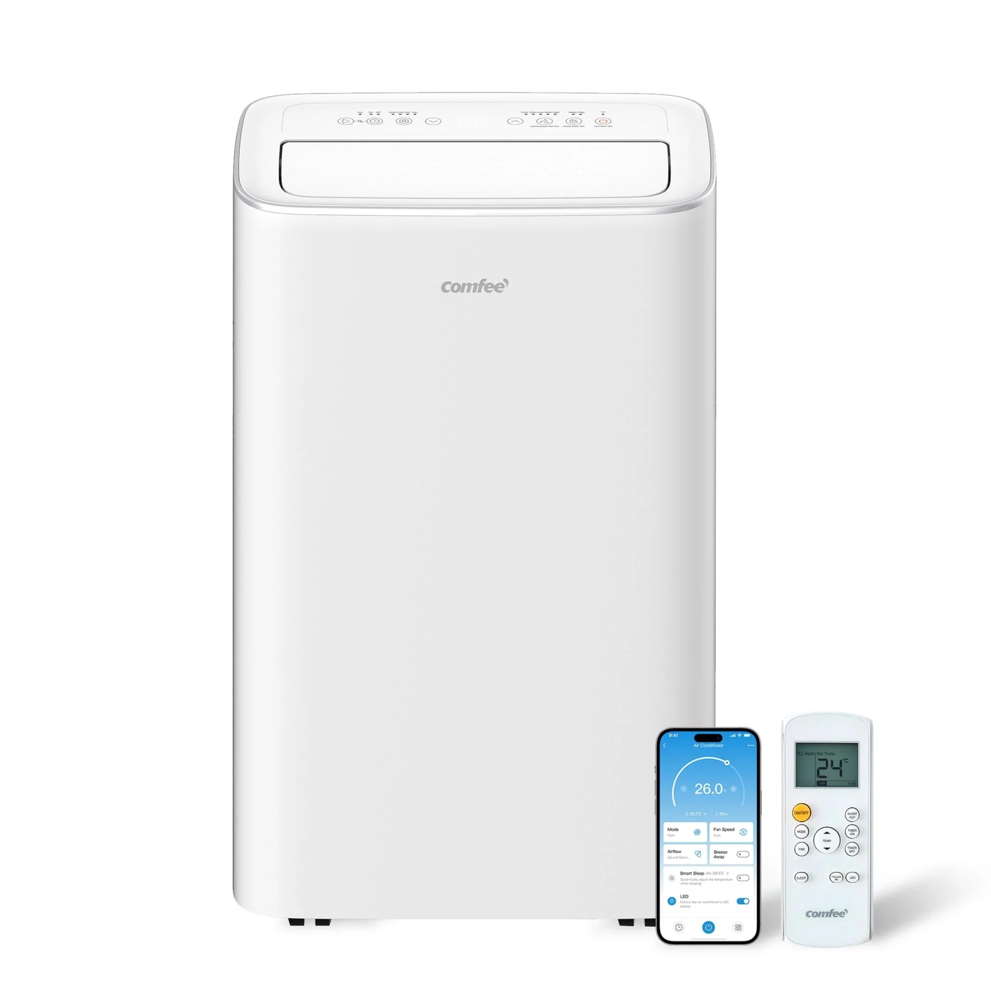 Comfee Breezy Cool Pro 2.6 Mobiles Klimagerät 9.000 BTU – A, R290, App & Alexa, Weiß