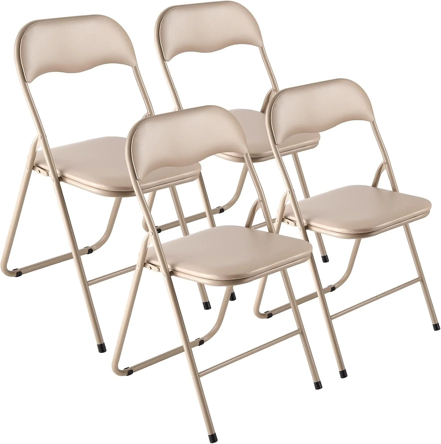 6 Pack Folding Chairs, Foldable Plastic Chair with Reinforced Metal Frame