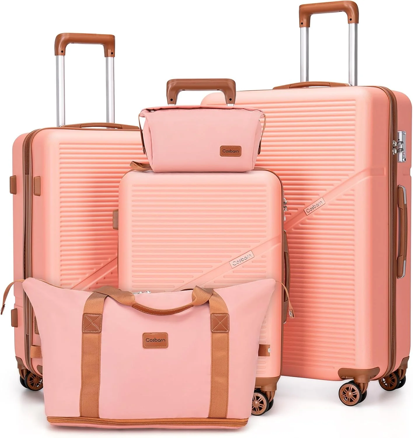 5-Piece Luggage Set with Spinner Wheels, Hard-Shell ABS Luggage Set with Tsa Lock, Lightweight Hard-Shell Waterproof Travel Case, Unisex, Gray